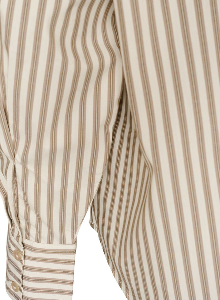 Striped shirt with detachable neck tie, Beige, Packshot image number 3