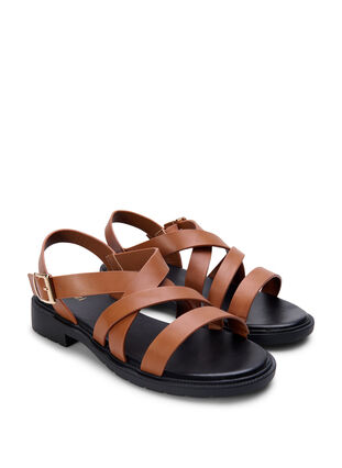 Leather summer sandal with a wide fit, Friar Brown, Packshot image number 1