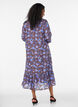 Midi dress with floral print and ruffle hem, Brown, Model image number 1