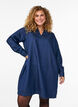 Short denim dress with a V-neck and collar, Blue, Model image number 0