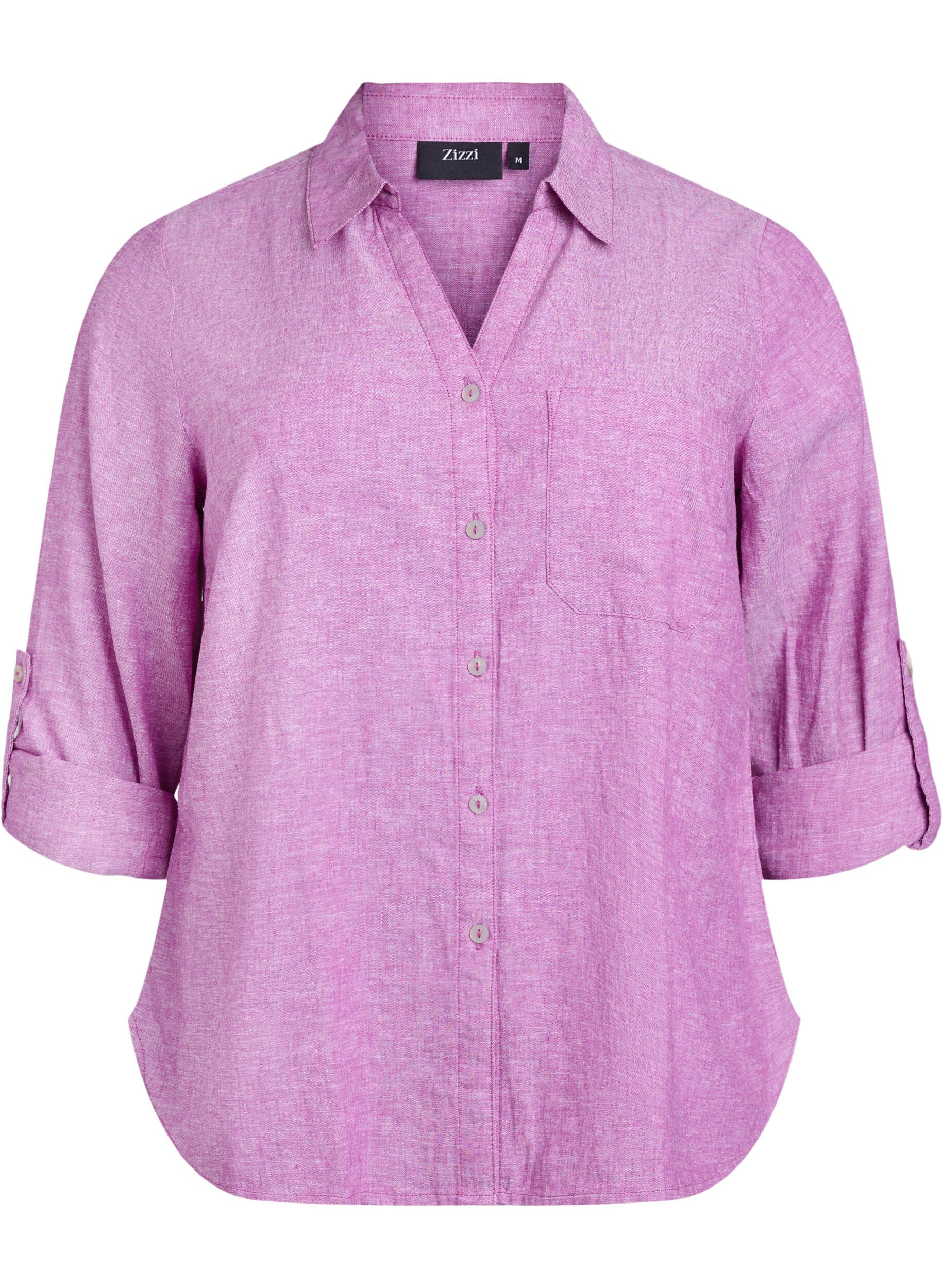 ZizzifashionShirt in linen and viscose with 3/4 sleeves, Purple, Packshot image number 0