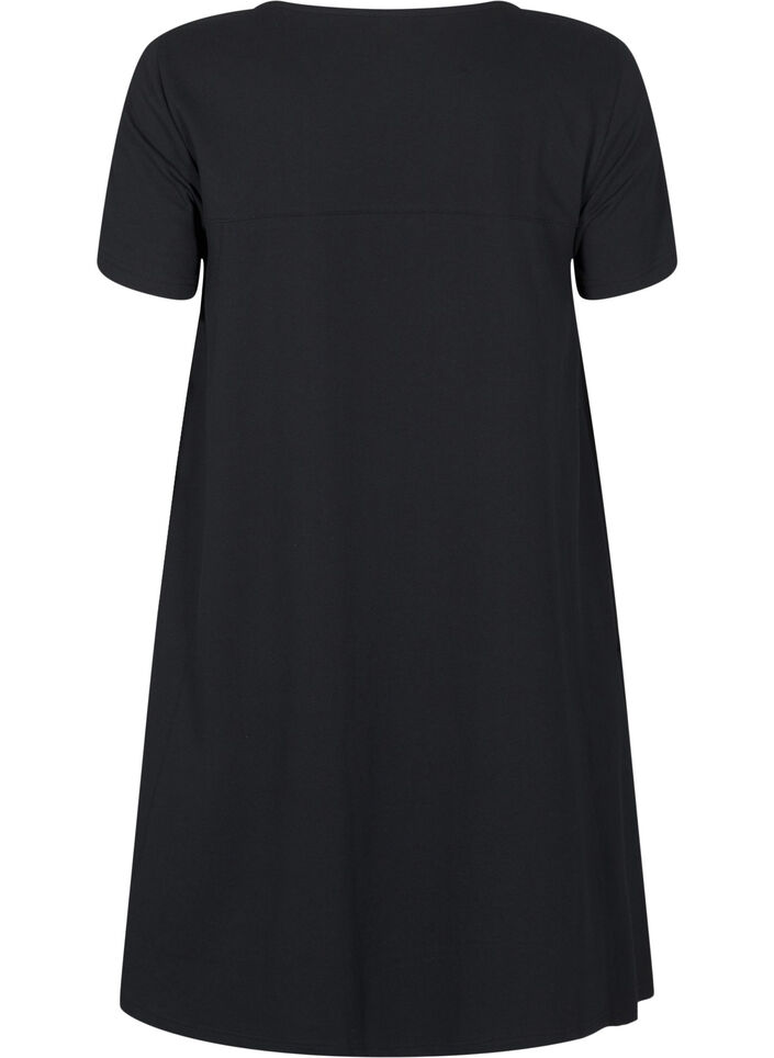 Jersey dress with short sleeves and pockets, Black, Packshot image number 1