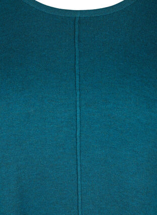 Round neck knitted jumper in cotton blend, Reflecting Pond, Packshot image number 2