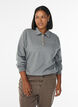 Sweat polo shirt with decorative buttons, Grey, Model image number 0