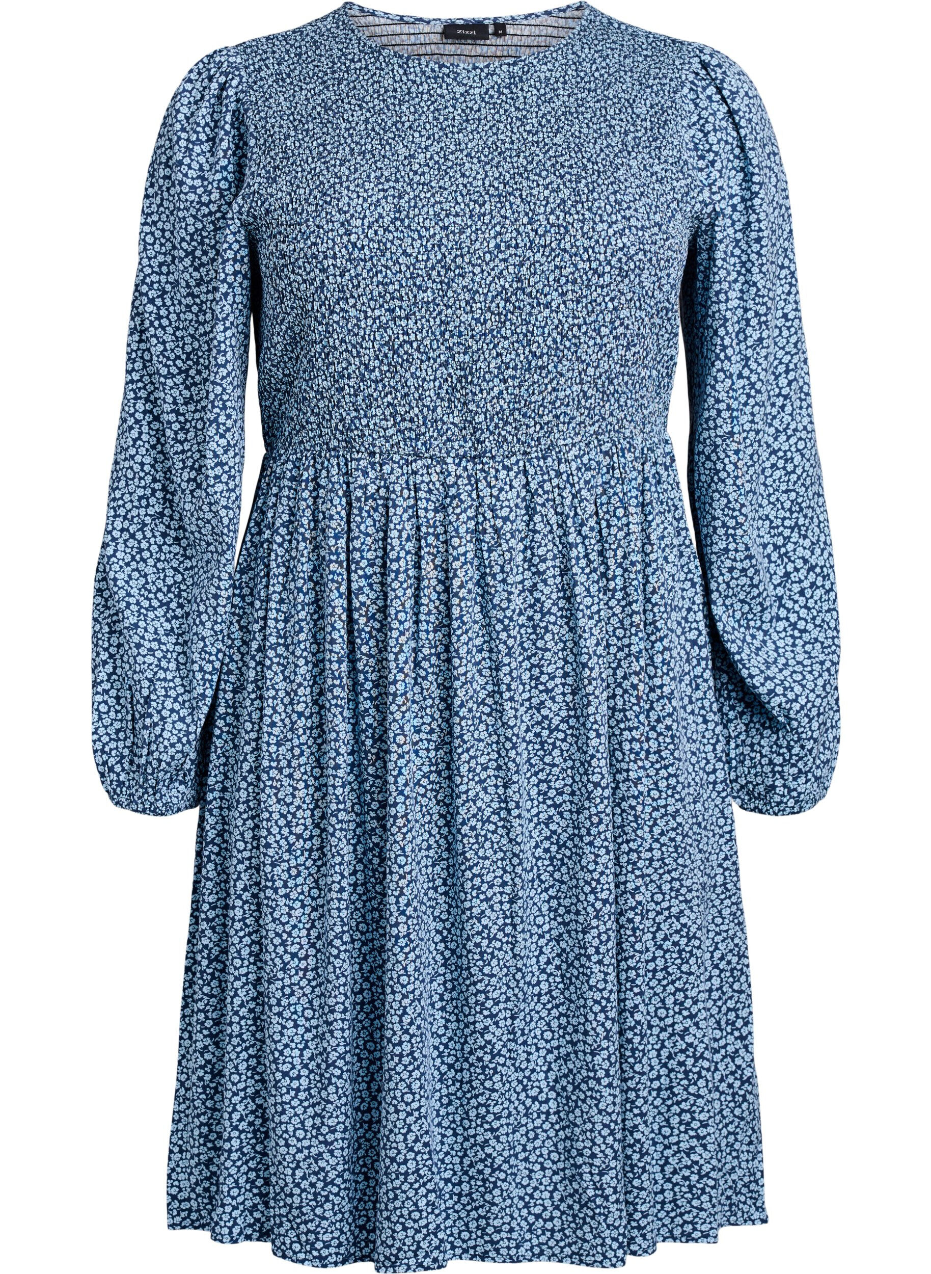 ZizzifashionDress with a smocked top and ditsy floral pattern, Blue, Packshot image number 0