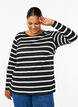 Blouse with stripes and long sleeves, Black Sand Stripe, Model image number 0
