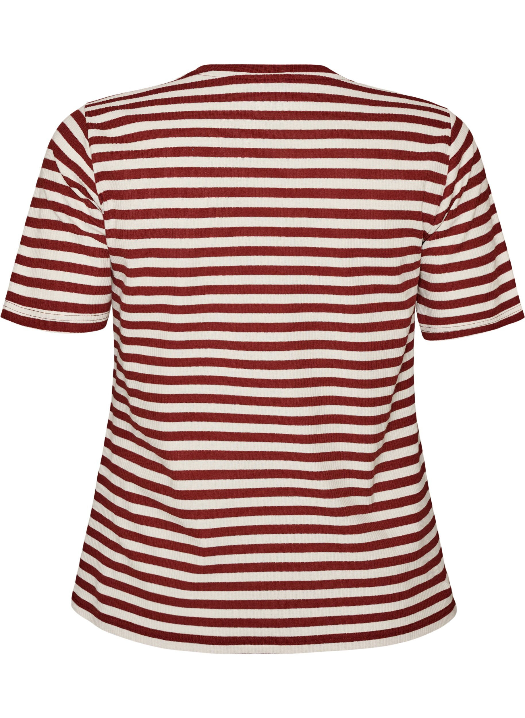 ZizzifashionStriped T-shirt with ribbed texture, Red, Packshot image number 1