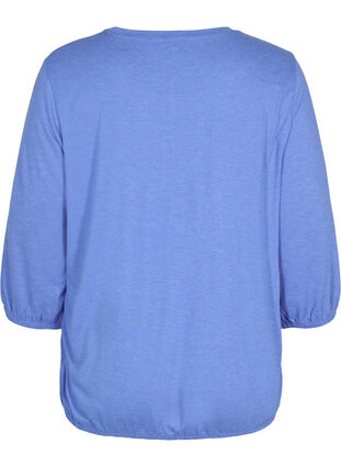 Plain blouse with 3/4 sleeves, Ultramarine Mel, Packshot image number 1