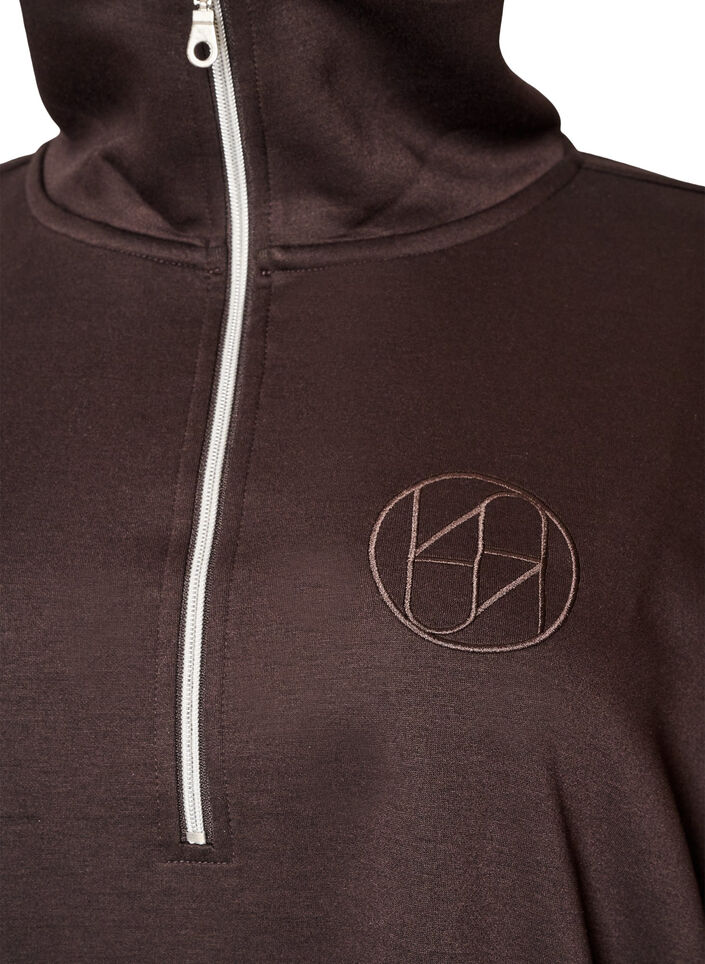 Sporty sweatshirt dress with a high collar and zip, Brown, Packshot image number 2