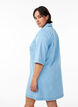 Short denim dress with a collar and V-neck, Light Blue, Model image number 2