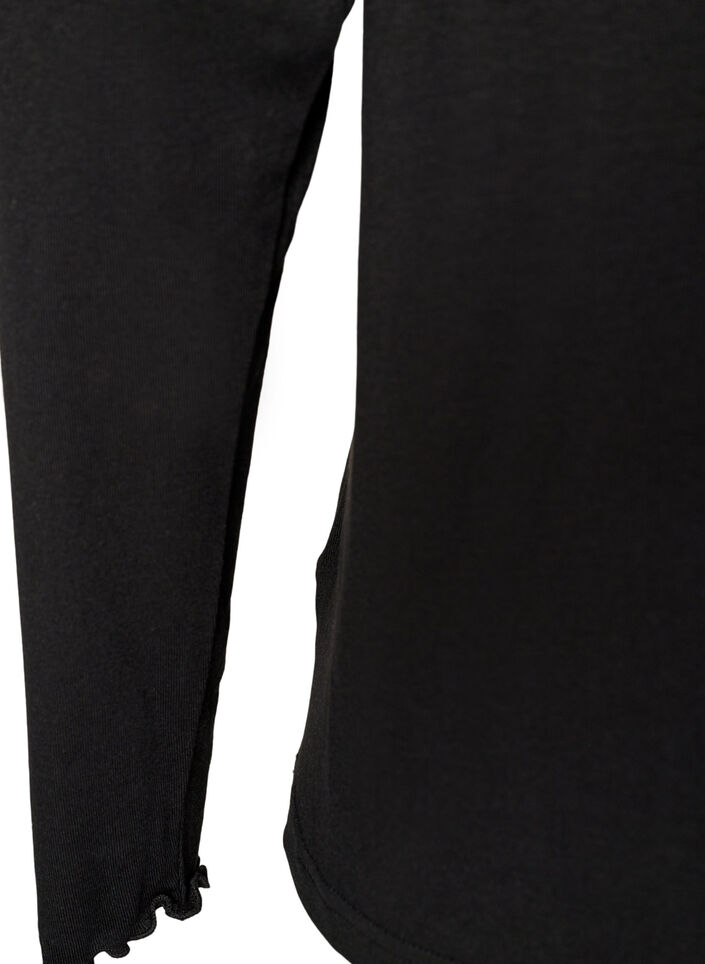 Viscose night top with long sleeves, Black, Packshot image number 3