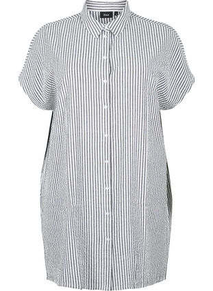 Long striped cotton shirt, Black, Packshot image number 0