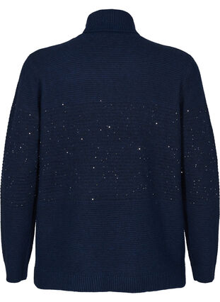 Knitted top with turtleneck and sequins, Navy Blazer, Packshot image number 1