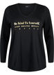 Cotton nightshirt with text print, Black W. Be, Packshot image number 0