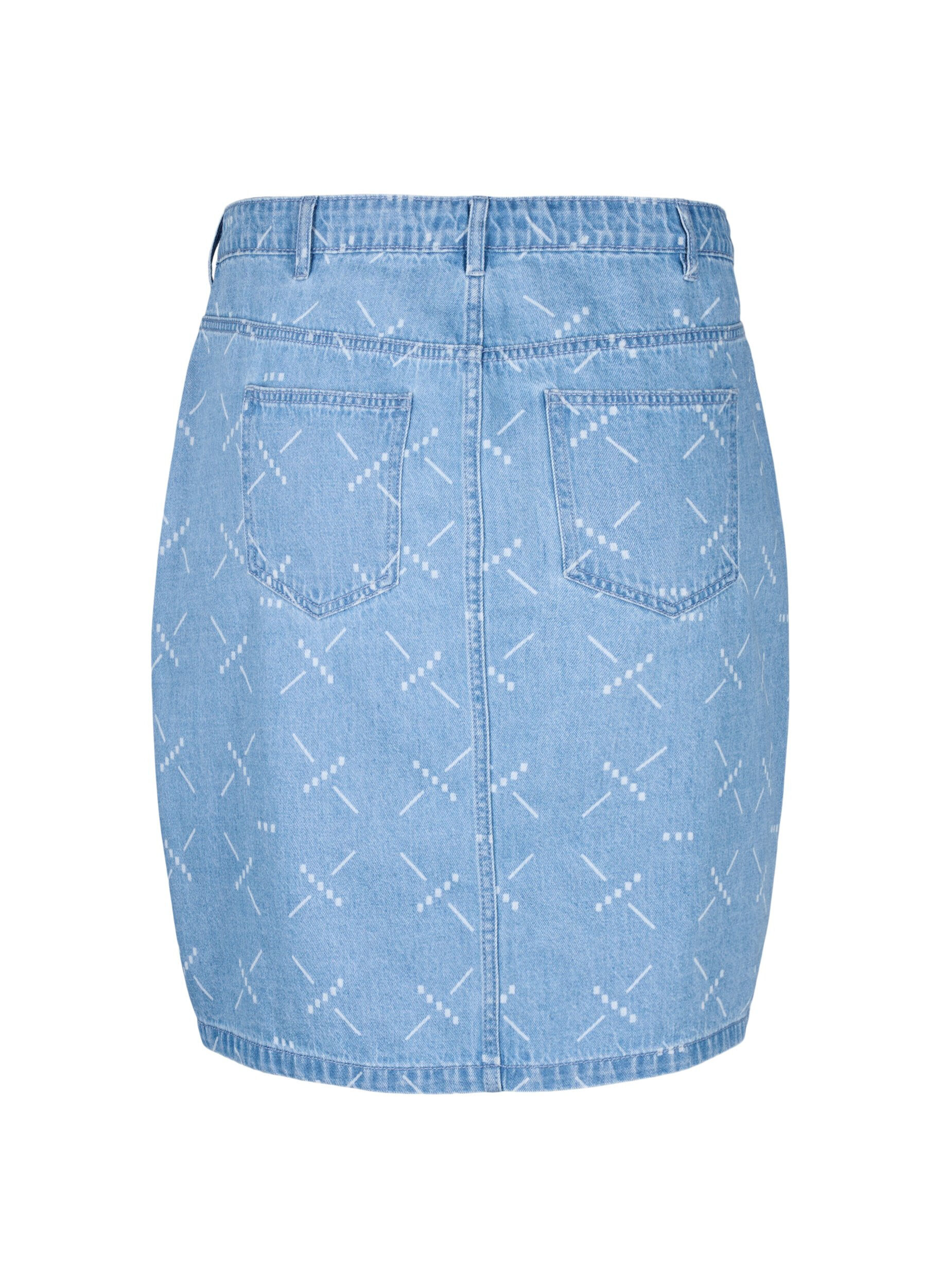 Zizzifashion Denim skirt with a pattern, Light blue denim, Packshot image number 1