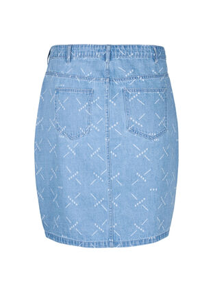 Denim skirt with a pattern, Light blue denim, Packshot image number 1