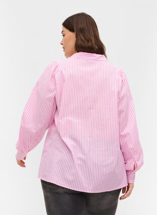 Striped cotton shirt, White/ Pink Stripe, Model image number 1