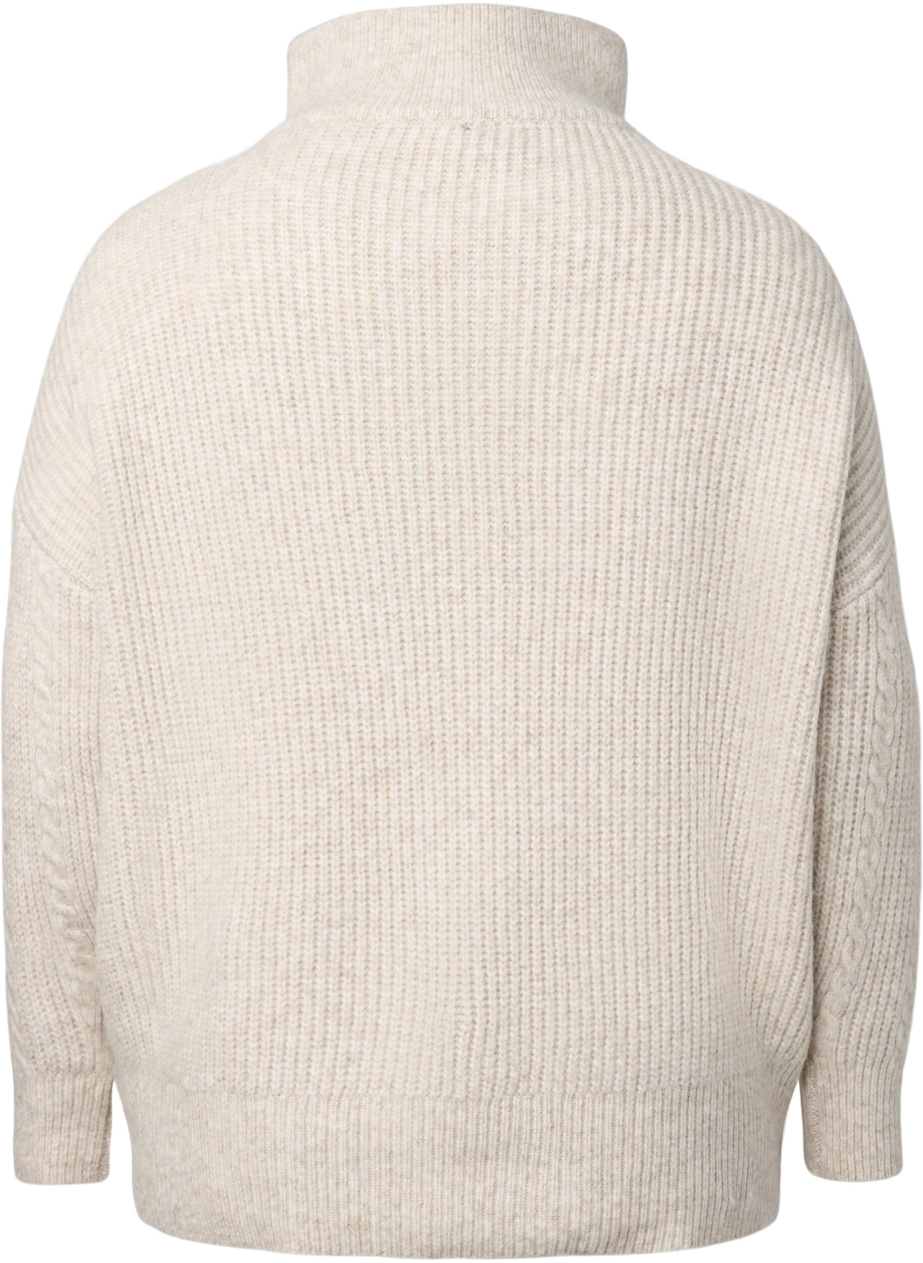 Zizzifashion Sweater in cable knit with zipper, Pumice Stone Mel., Packshot image number 1