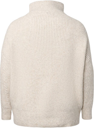 Sweater in cable knit with zipper, Pumice Stone Mel., Packshot image number 1
