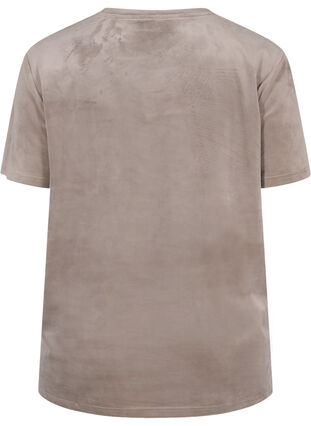 Short-sleeved velour t-shirt, Taupe Gray, Packshot image number 1