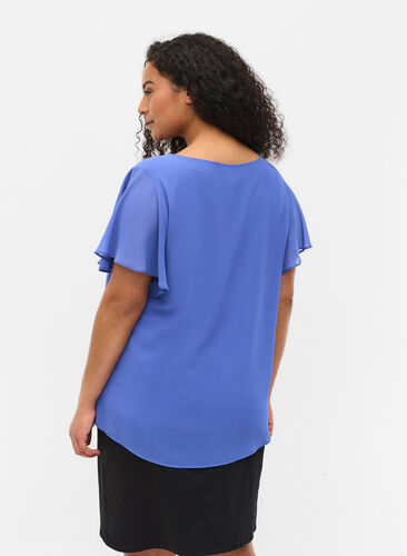Short-sleeved blouse, Dazzling Blue, Model image number 1