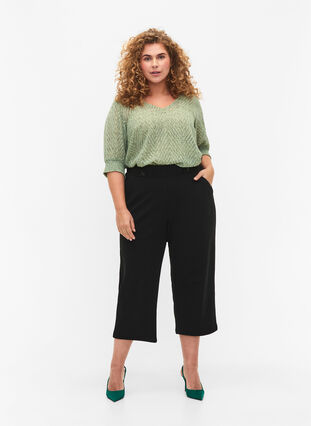 7/8 pants with loose fit, Black, Model image number 0