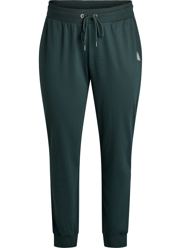 Loose workout trousers with pockets, Green, Packshot image number 0