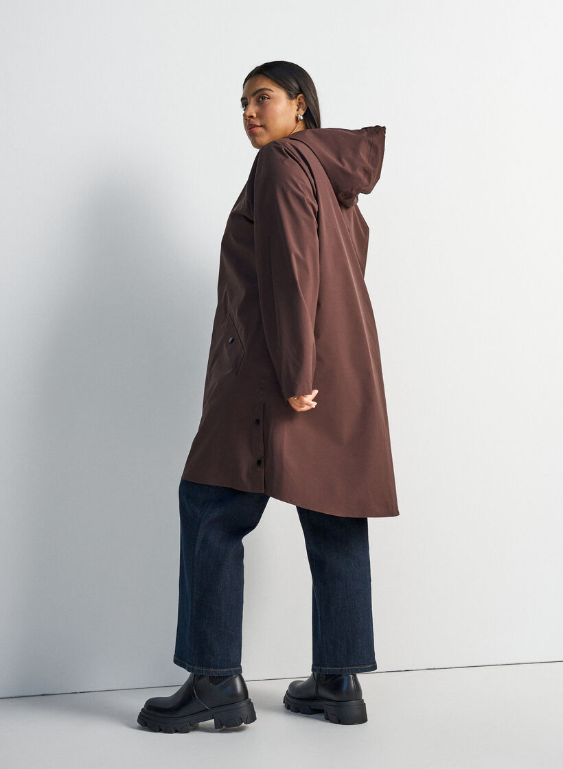 Raincoat with pockets and hood, Brown, Model image number 2