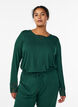 Long-sleeved pyjama top with lace details, Green, Model image number 0