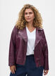 Biker jacket in faux leather, Dark Bordeaux, Model image number 0