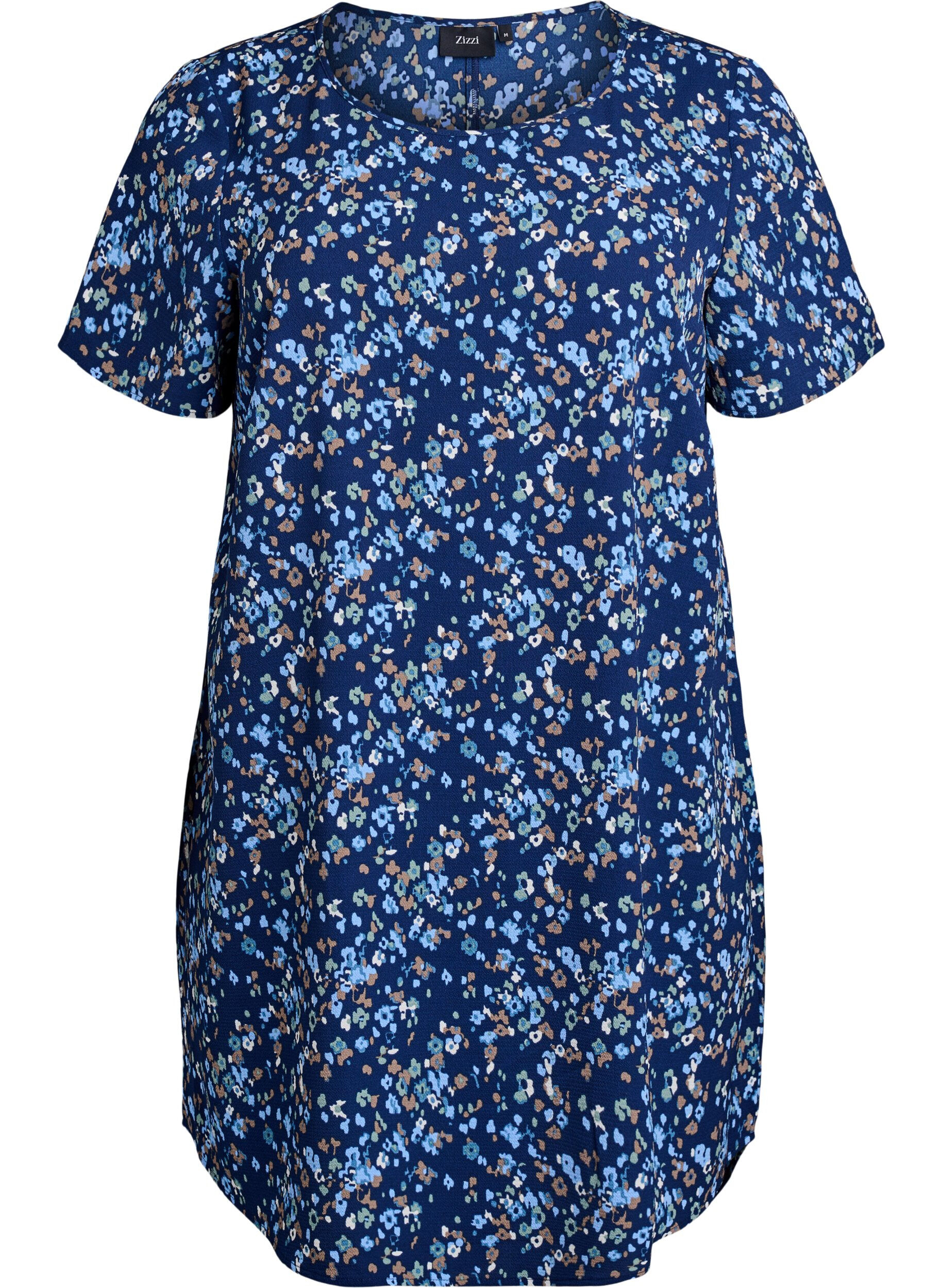 ZizzifashionDress with print and short sleeves, Blue, Packshot image number 0