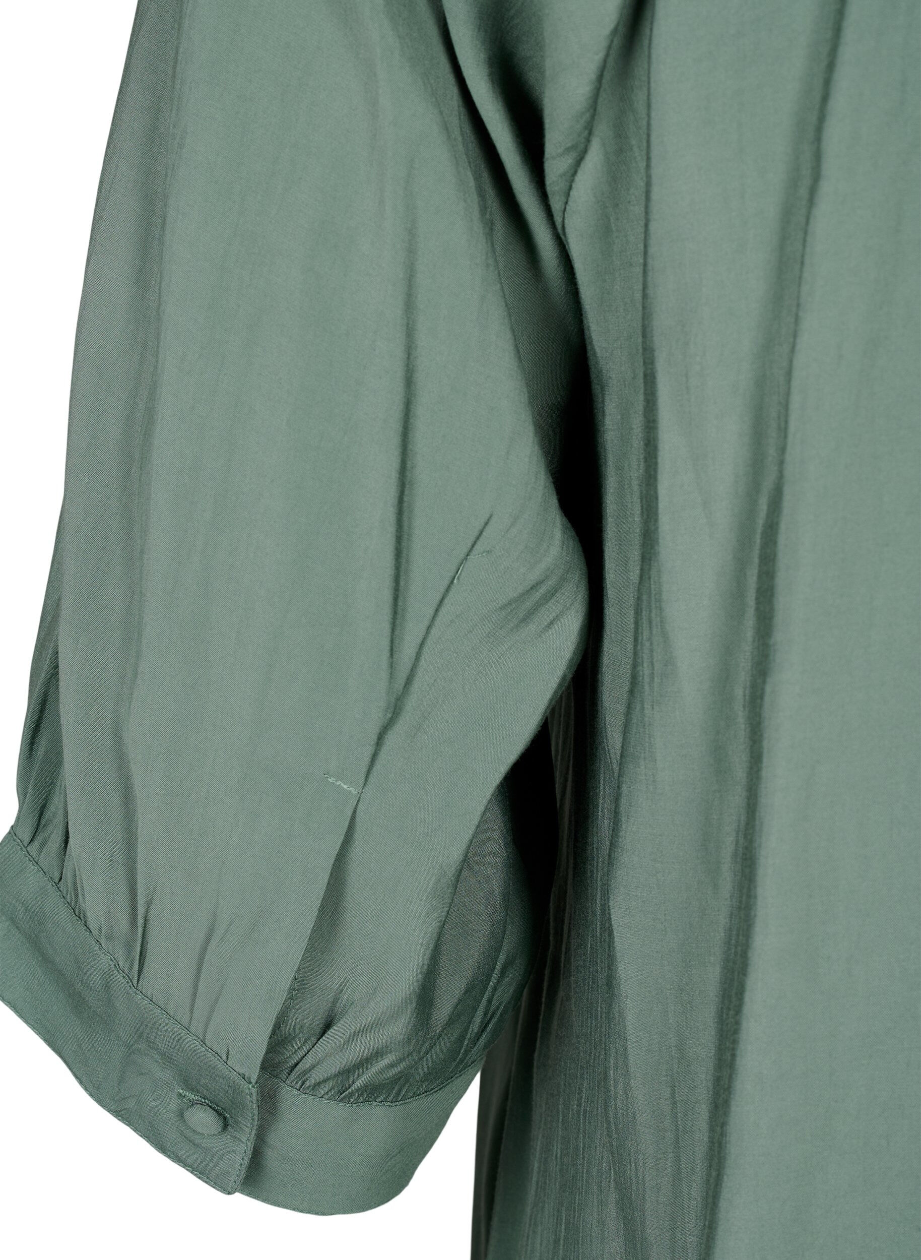 Zizzifashion Viscose tunic with 3/4 sleeves, Duck Green, Packshot image number 3