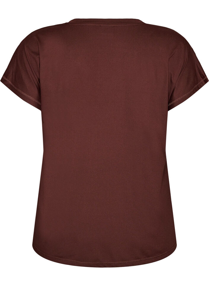 Loose training t-shirt with v-neck, Brown, Packshot image number 1