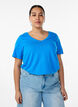 Short-sleeved basic t-shirt with v-neck, Blue, Model image number 0