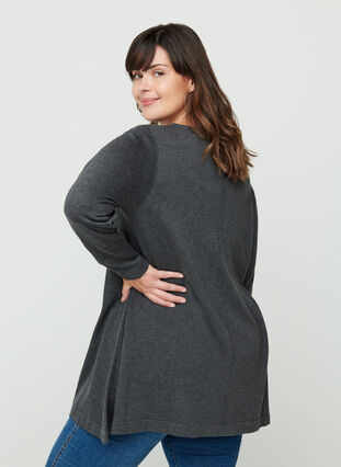Knitted A-line blouse, Dark Grey Melange, Model image number 1