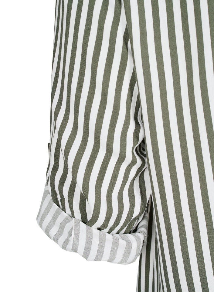 FLASH - Striped shirt with rolled-up sleeves, Green, Packshot image number 3