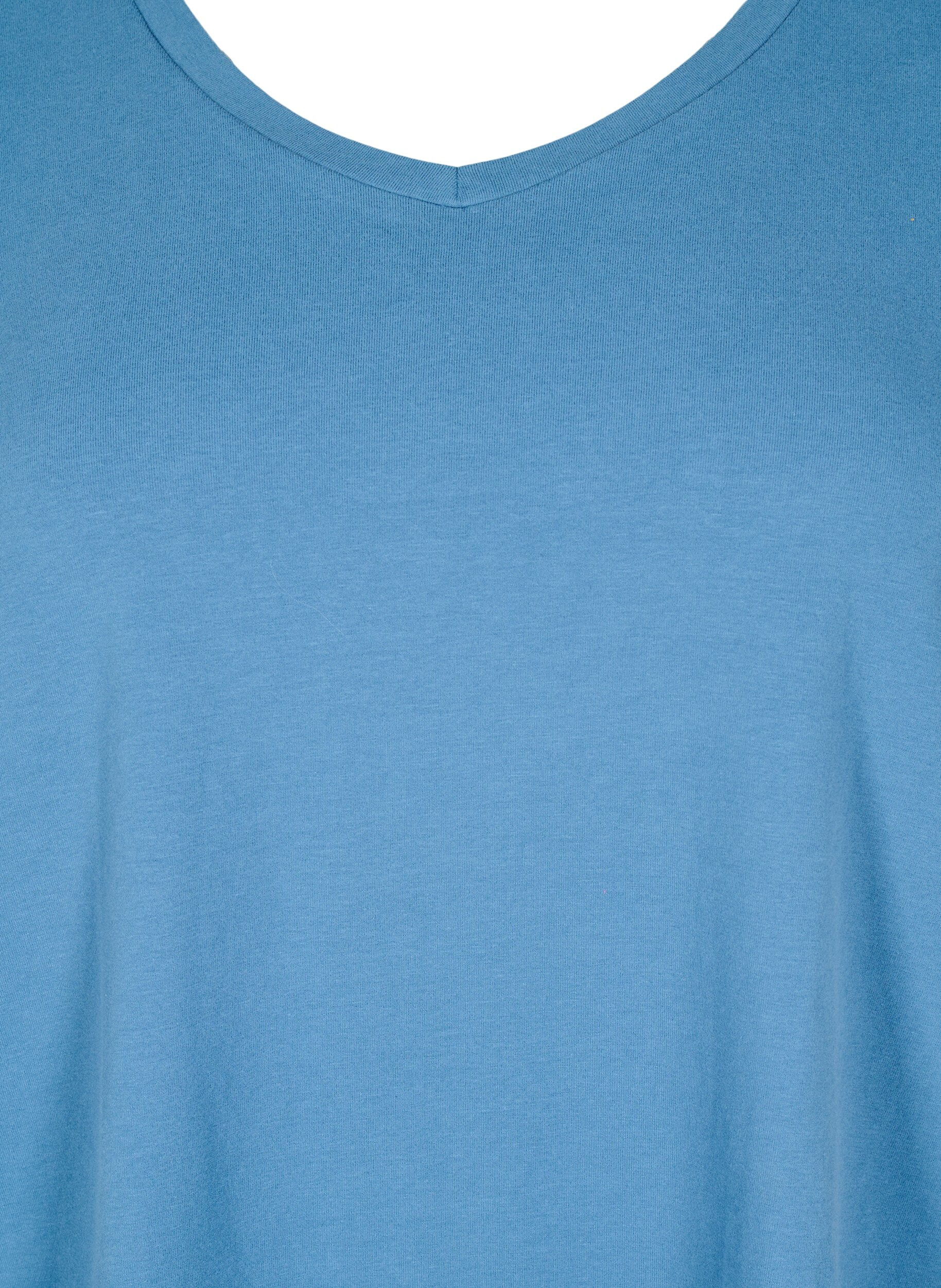 ZizzifashionBasic plain cotton t-shirt, Blue, Packshot image number 2