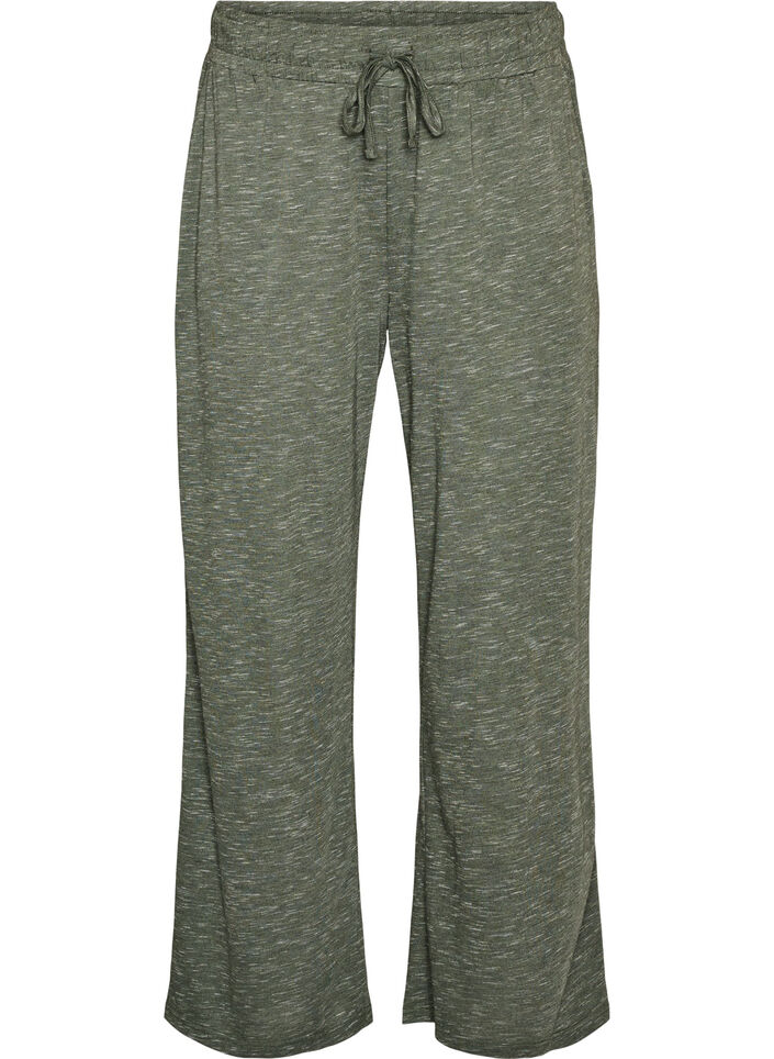 Jersey trousers with wide legs and pockets, Green, Packshot image number 0