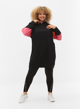 Sweatdress with colorblock and pockets, Black, Model image number 2