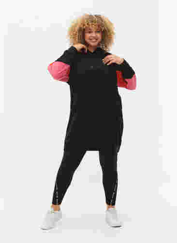 Sweatdress with colorblock and pockets, Black, Model image number 2
