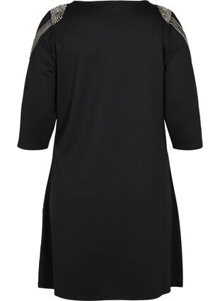 3/4 sleeve beaded dress, Black, Packshot image number 1