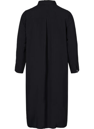 Shirt dress with binding detail and slit, Black, Packshot image number 1