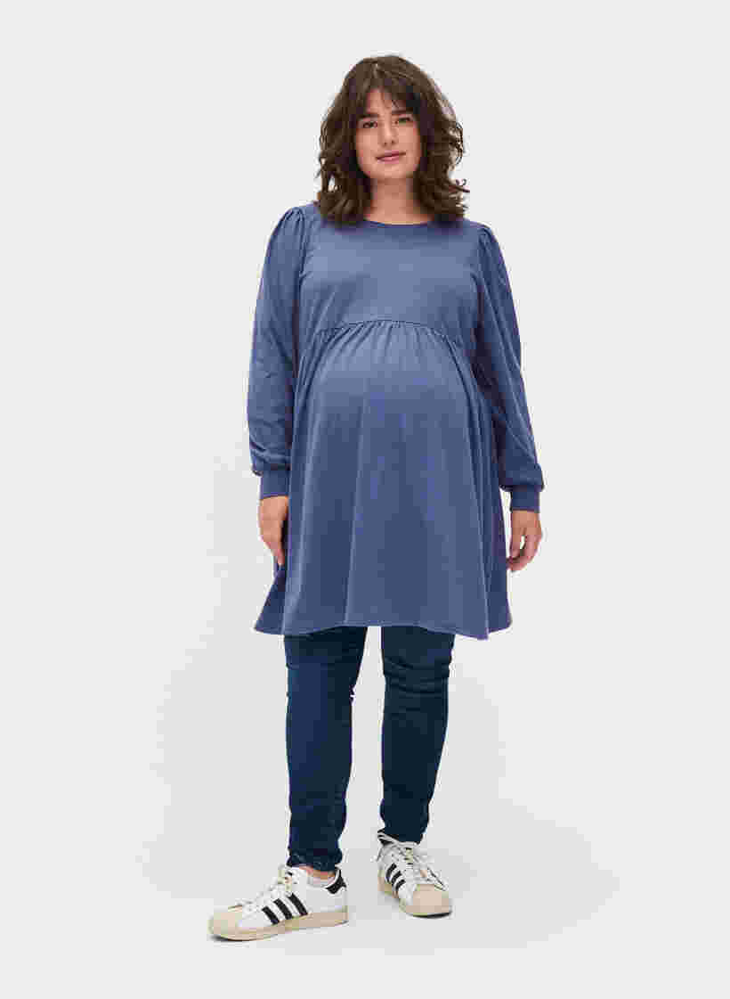 Maternity tunic with puff sleeves, Nightshadow Blue, Model image number 2