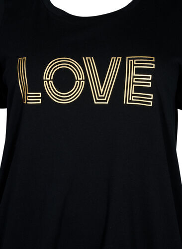 Cotton t-shirt with foil print, Black W. Love, Packshot image number 2