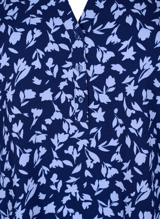 Floral tunic with 3/4 sleeves, M. Blue Flower AOP, Packshot image number 2