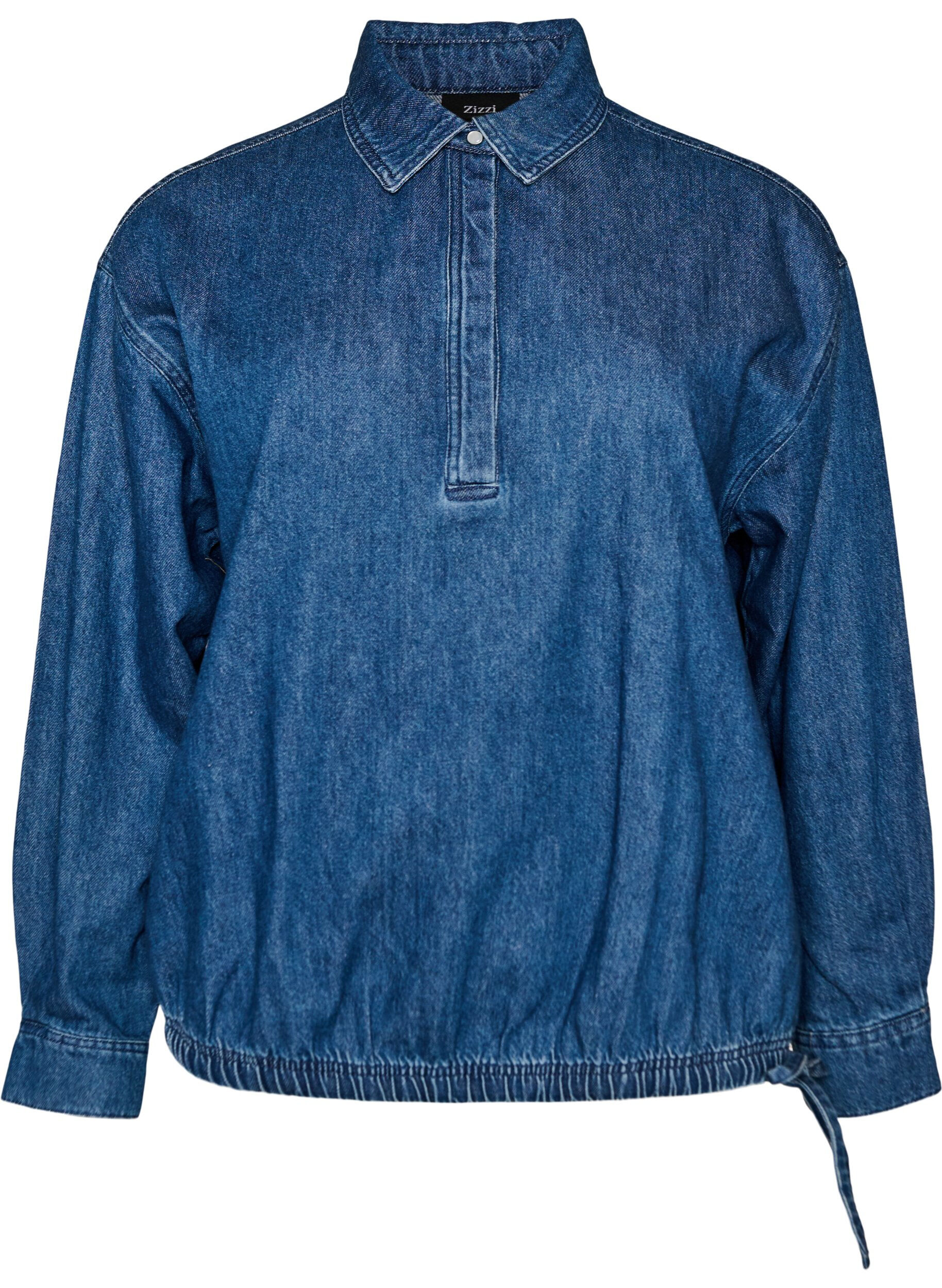 ZizzifashionDenim blouse with balloon fit, Blue, Packshot image number 0