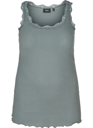 Top with lace trim, Balsam Green, Packshot image number 0