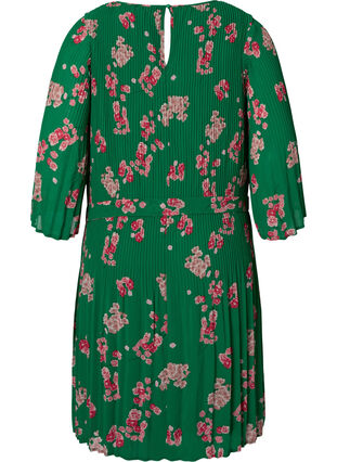Printed pleated dress with tie string, Jolly Green Flower, Packshot image number 1