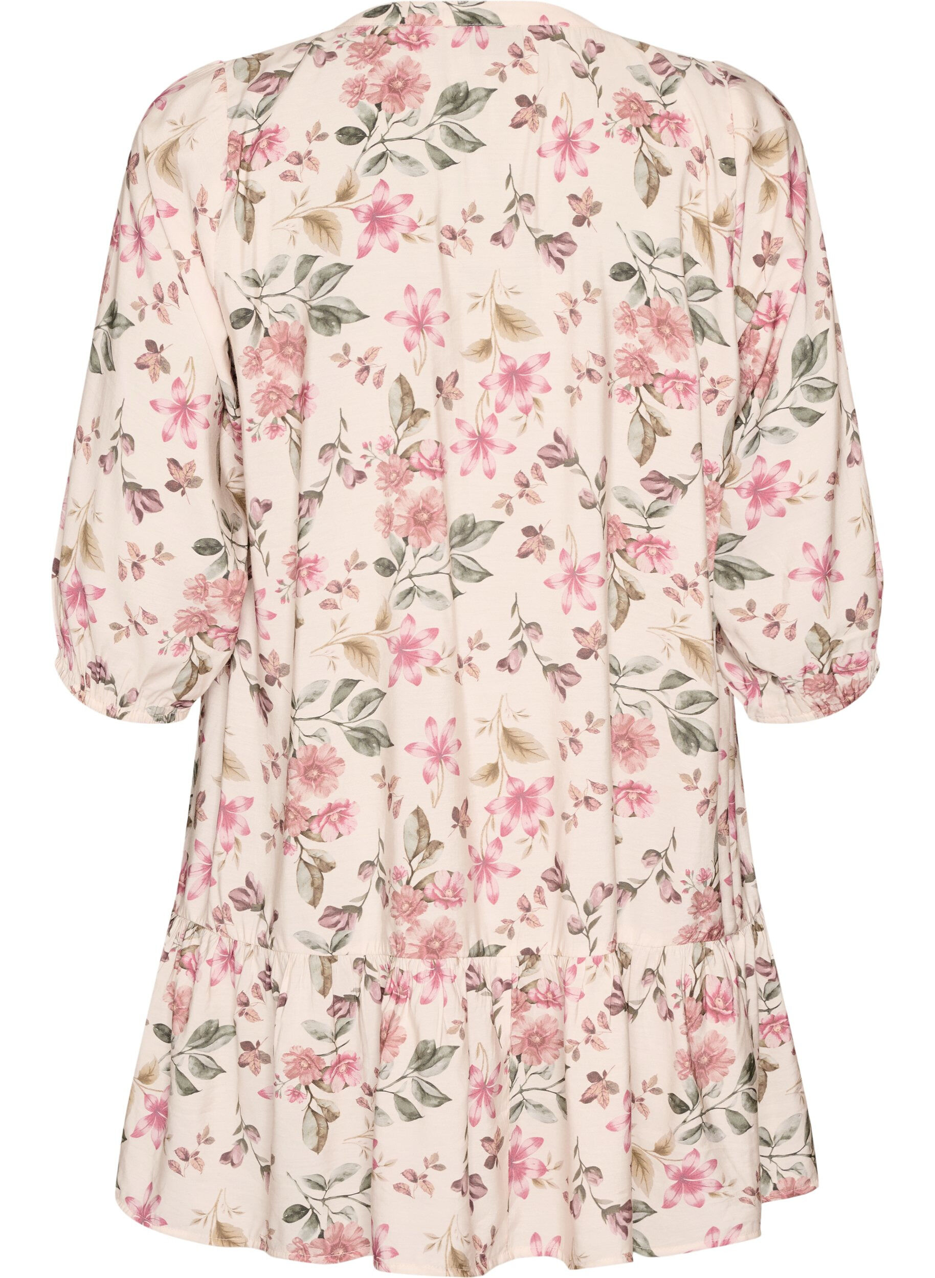 ZizzifashionA-line tunic in viscose with 3/4 sleeves, Vanilla, Packshot image number 1