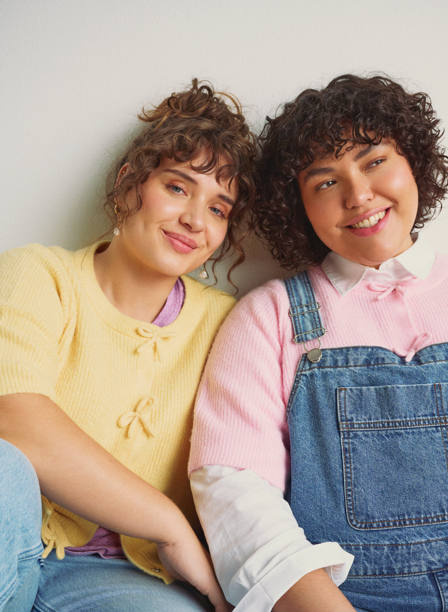 Zizzifashion Short-sleeved knit cardigan with bows, Yellow, Image image number 0